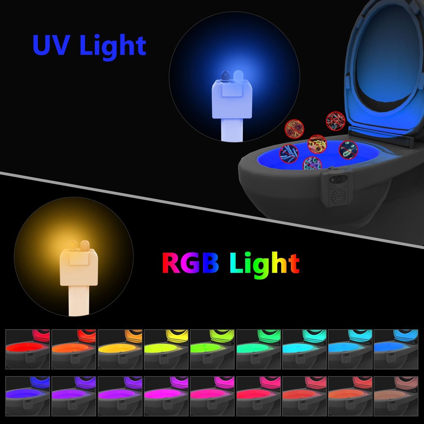 Toilet Bowl Light with UV Sterilization (2 Packs)